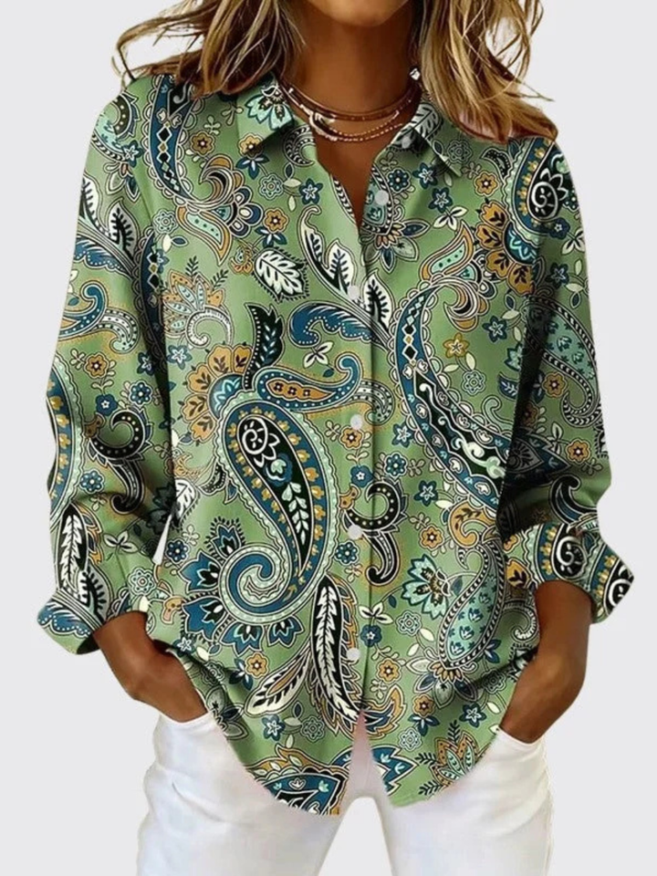 Paisley Button-Up Blouse