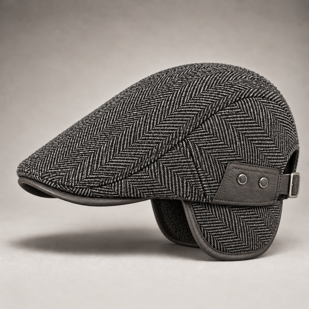 Vintage Herringbone Flat Cap