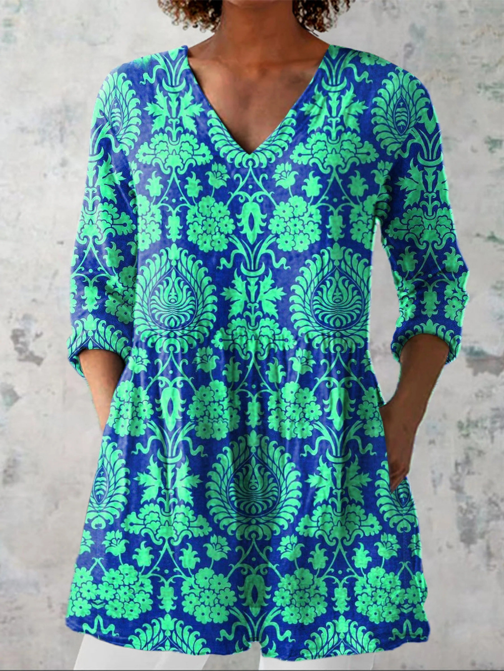 Long Blouse with Bold Pattern Sonia