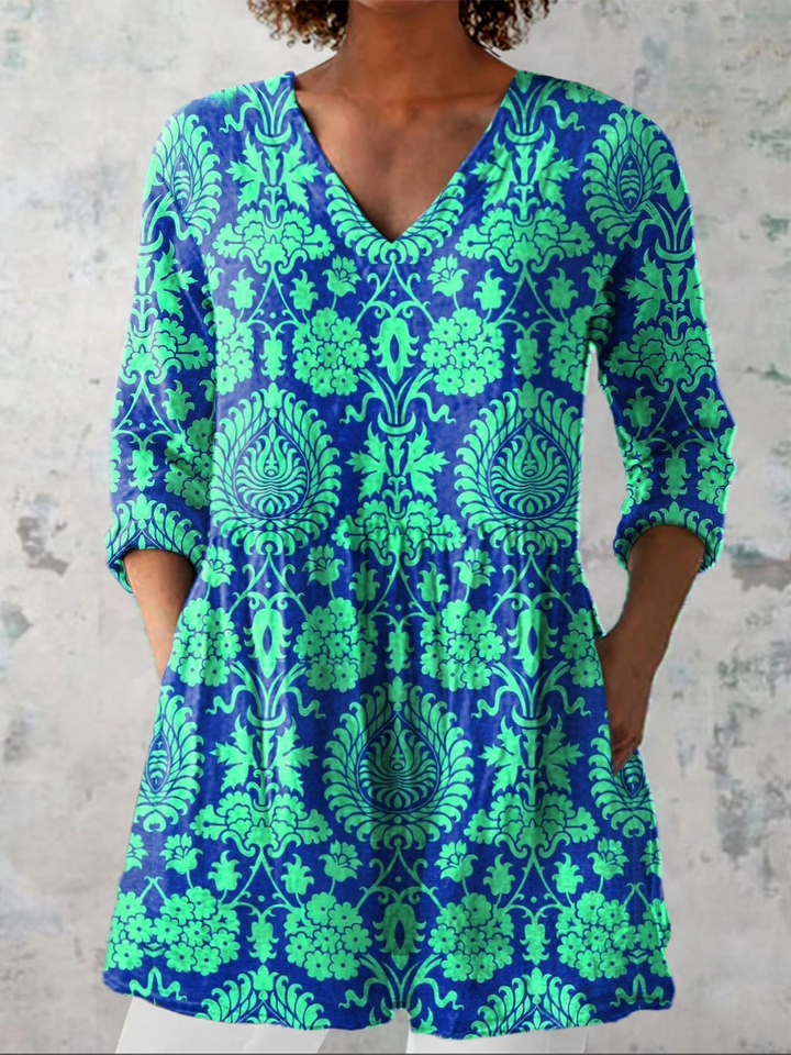 Long Blouse with Bold Pattern Sonia