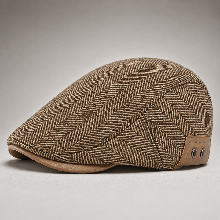 Vintage Herringbone Flat Cap