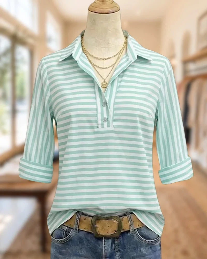 Cotton Stripe Gingham Blouse