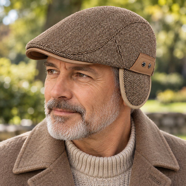 Vintage Herringbone Flat Cap