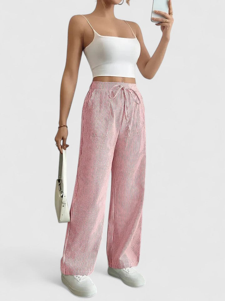 Wide Breathable Pants with Elegant Details
