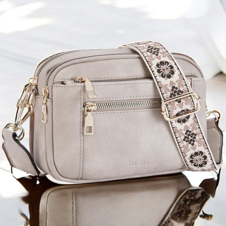 Refined Leather Shoulder Bag with Compartments