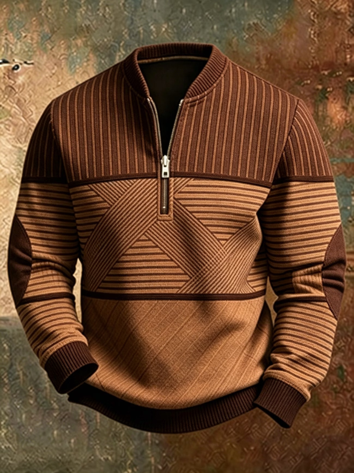 Geometric Half-Zip Sweater