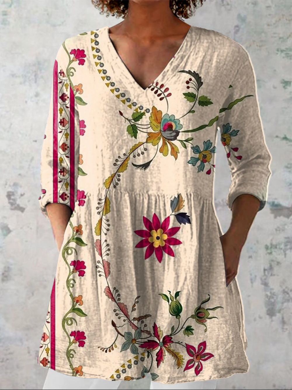 Long Blouse with Bold Pattern Lara