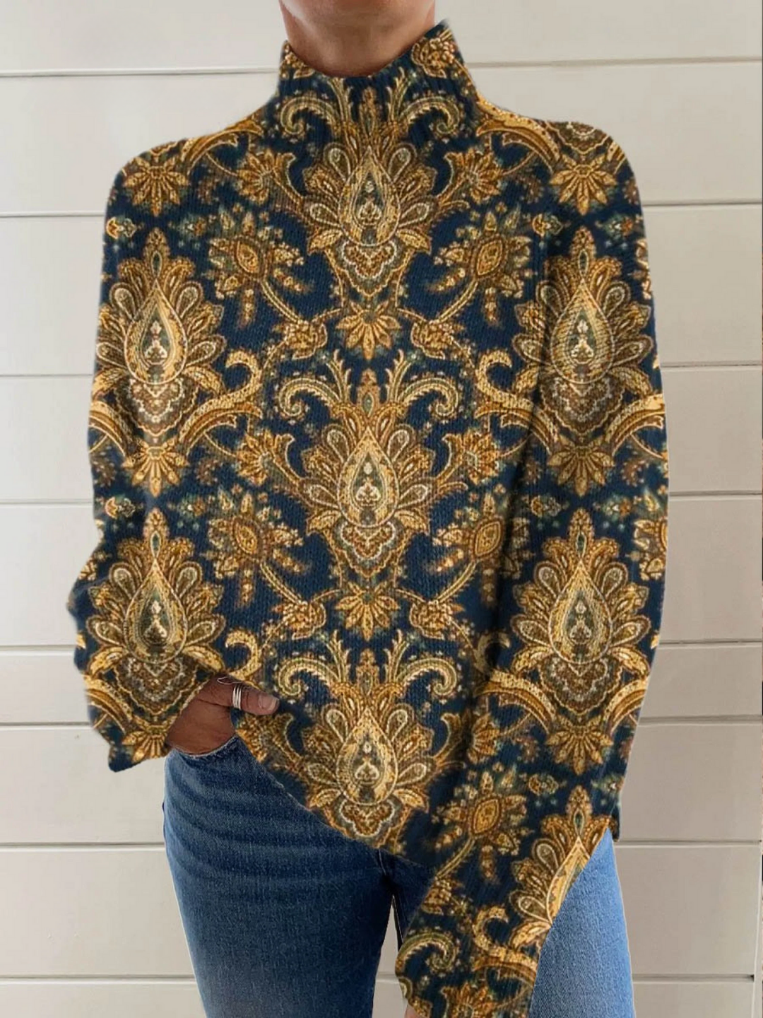 Vintage Floral Art Turtleneck