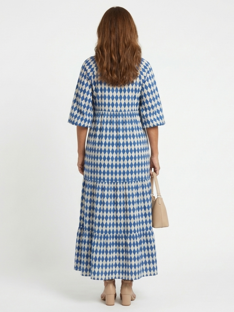 Diamond Print Midi Dress