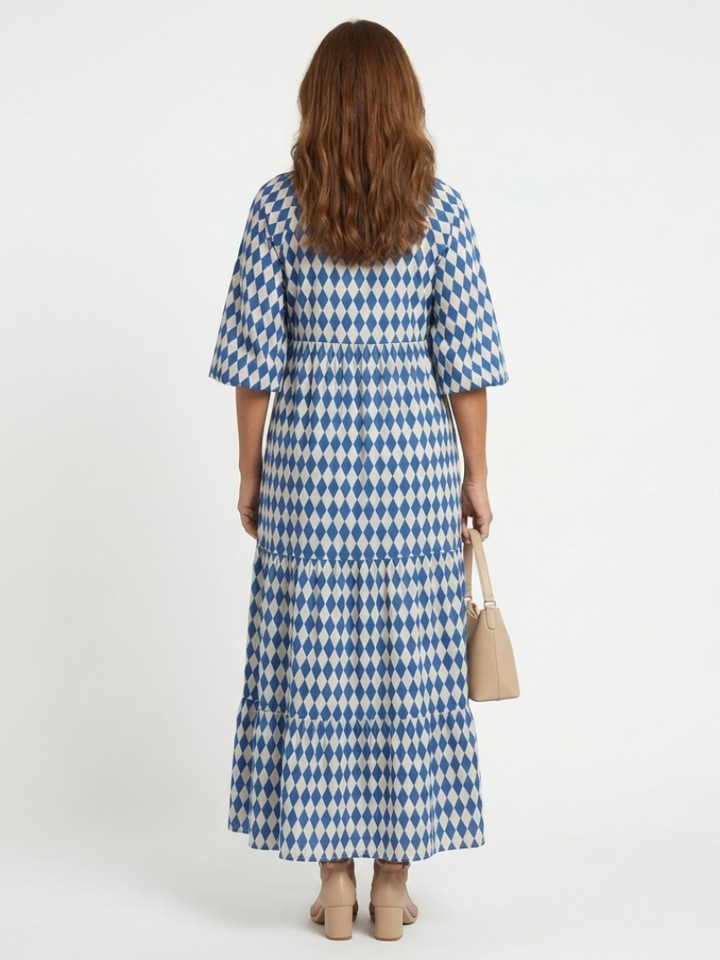 Diamond Print Midi Dress