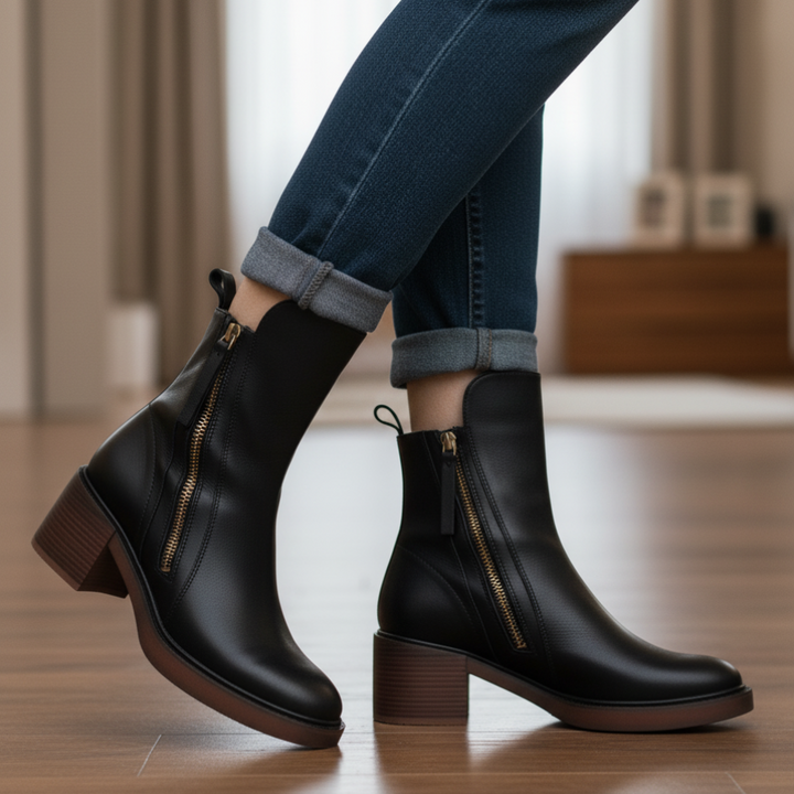 Leather Boots with Block Heels