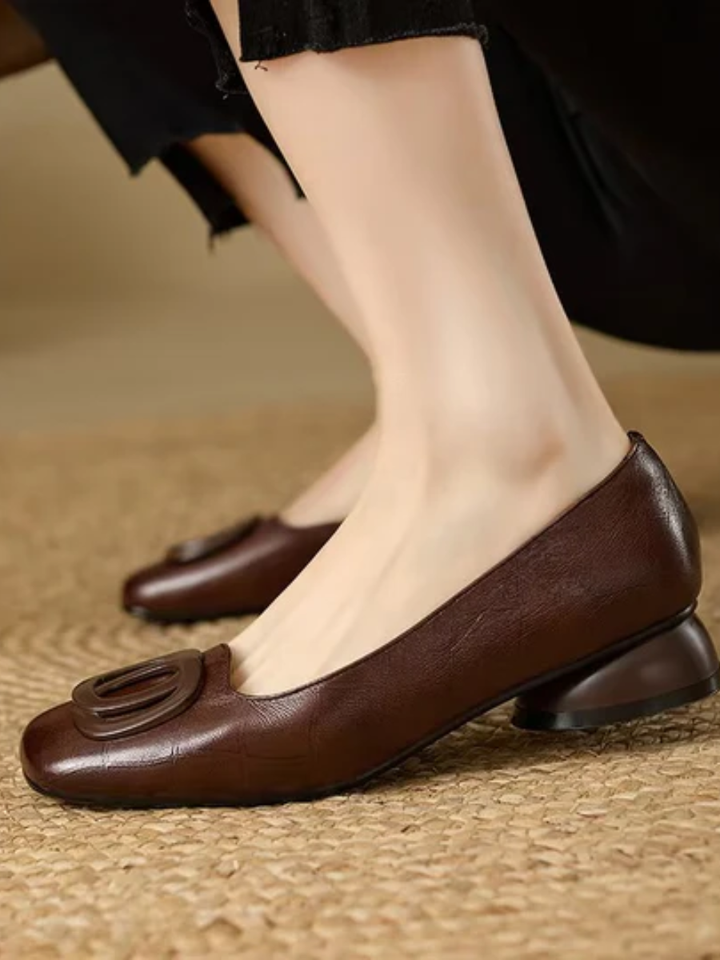 Leather Square-Toe Flats Erin