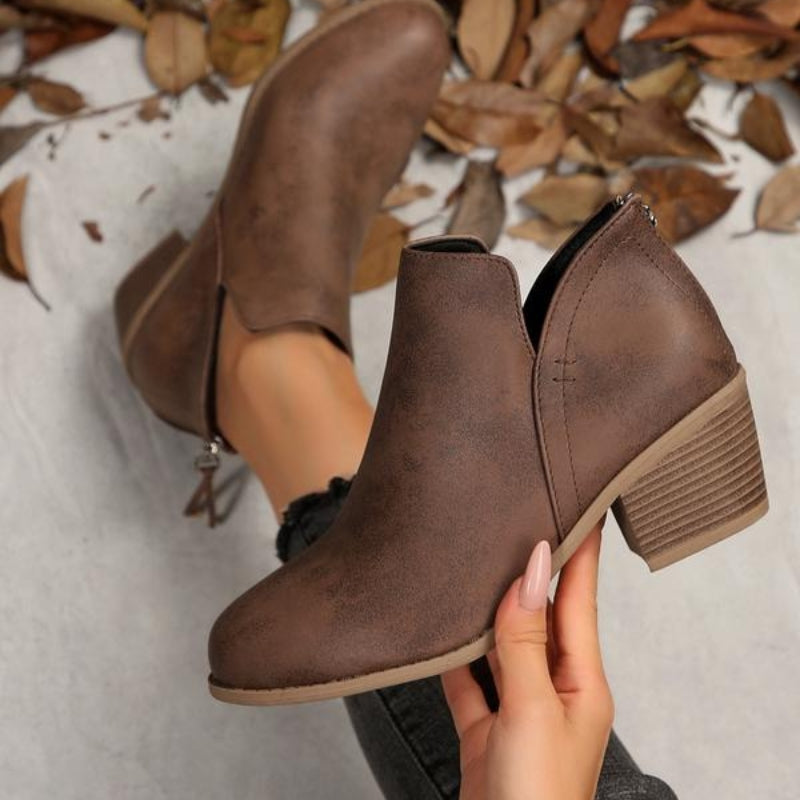 Textured Fringe Ankle Boots
