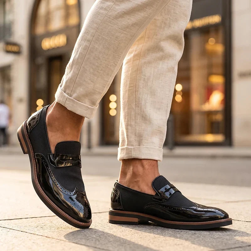 Leather Woven Brogue Loafers