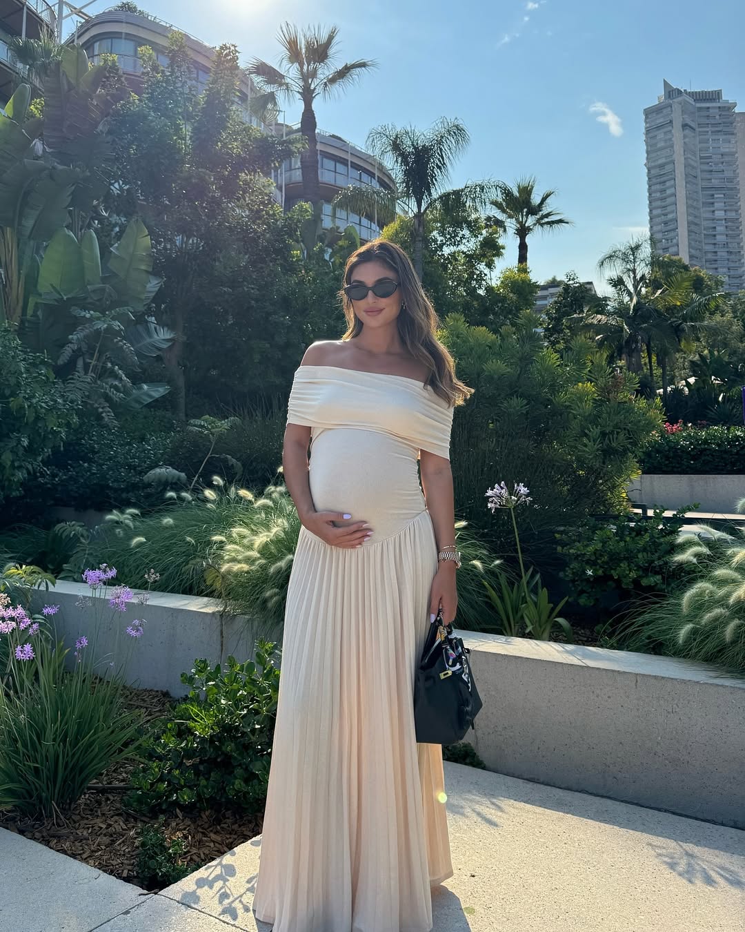 Pleated Maternity Maxi Dress