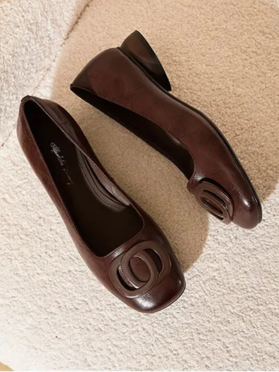 Leather Square-Toe Flats Erin