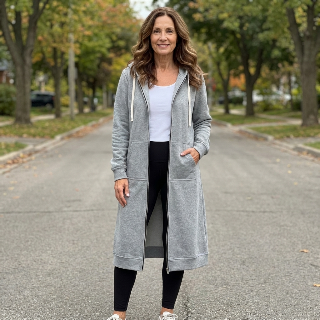 Relaxed Zip-Up Longline Cardigan