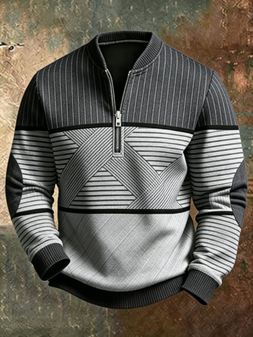Geometric Half-Zip Sweater