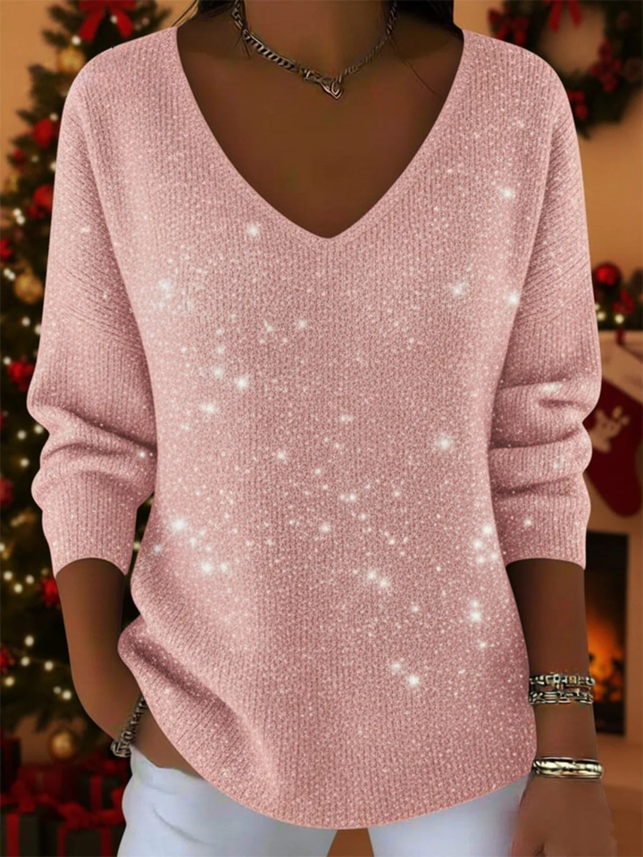 Festive V-neck Sweater for Celebrations