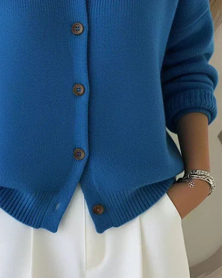Cropped Collared Knit Cardigan