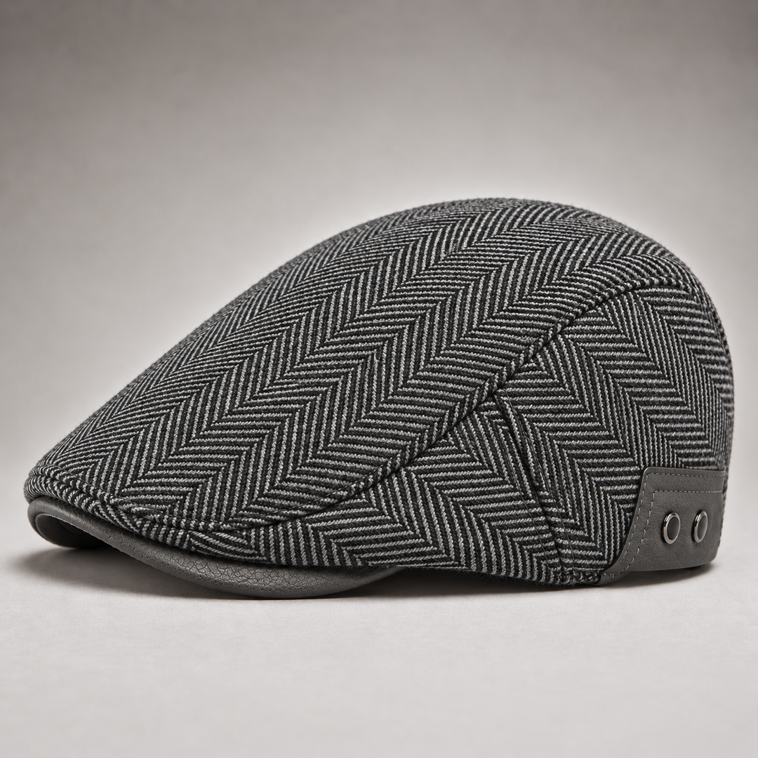 Vintage Herringbone Flat Cap