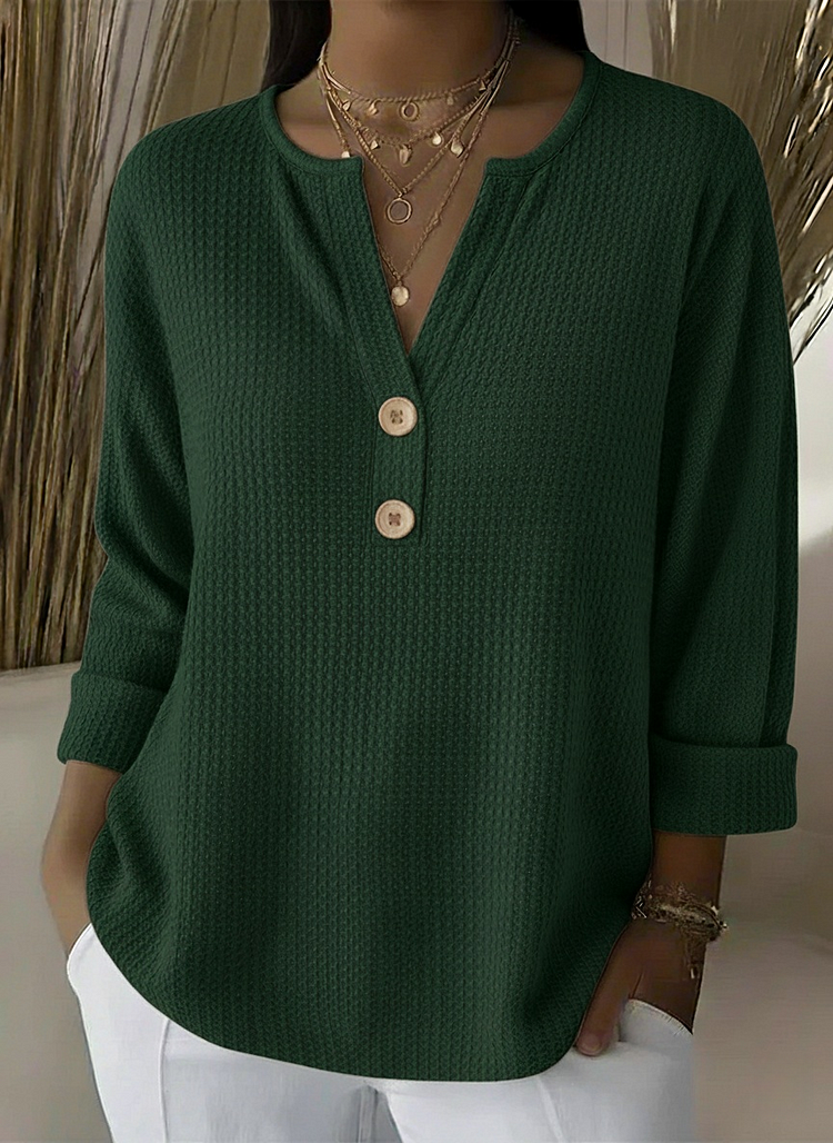 Textured Button Henley Top