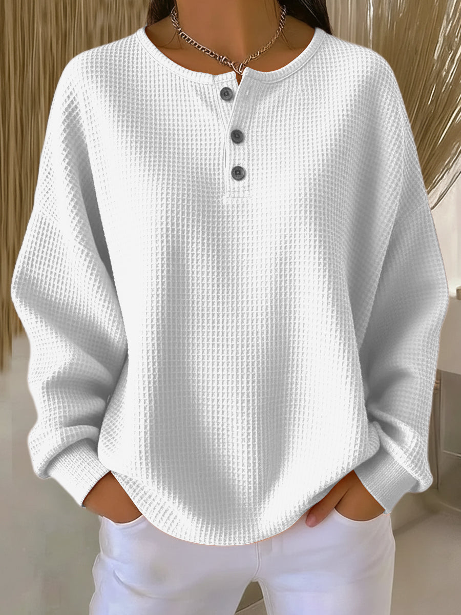 Textured Henley Sweatshirt