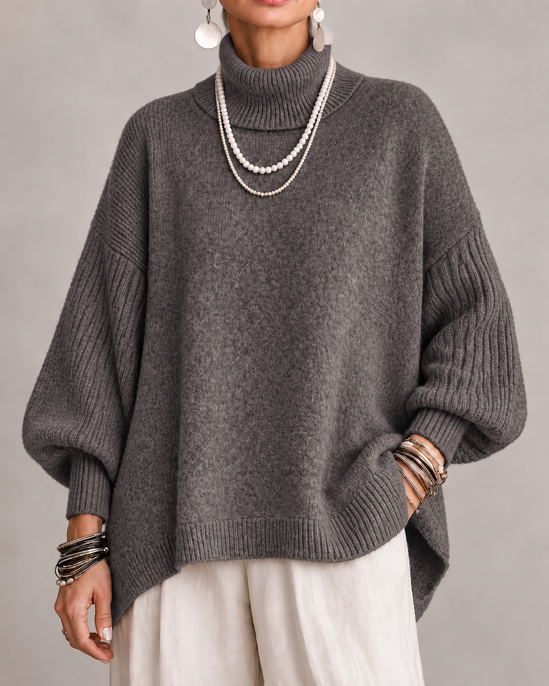 Elegant Oversized Turtleneck Sweater