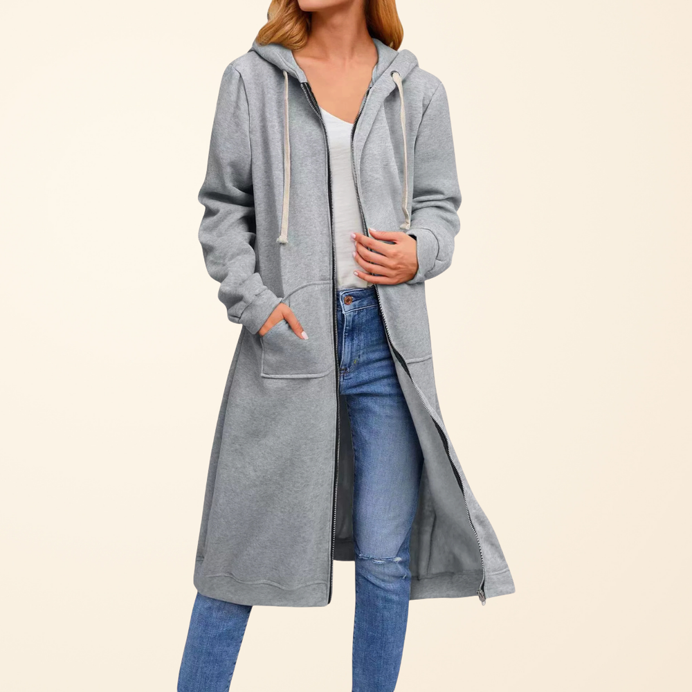 Relaxed Zip-Up Longline Cardigan