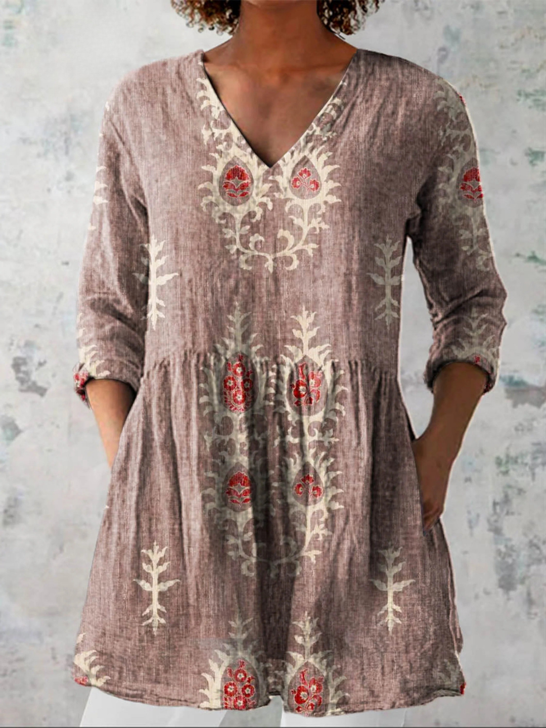 Long Blouse with V-Neck Annie
