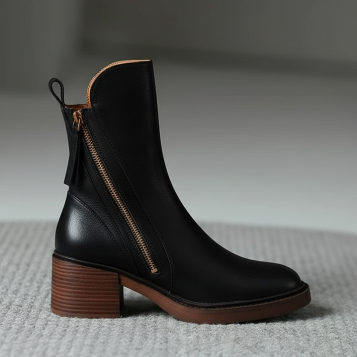 Leather Boots with Block Heels