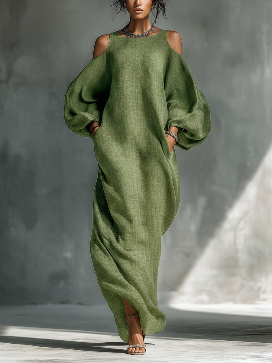 Flowing Cold Shoulder Maxi Dress
