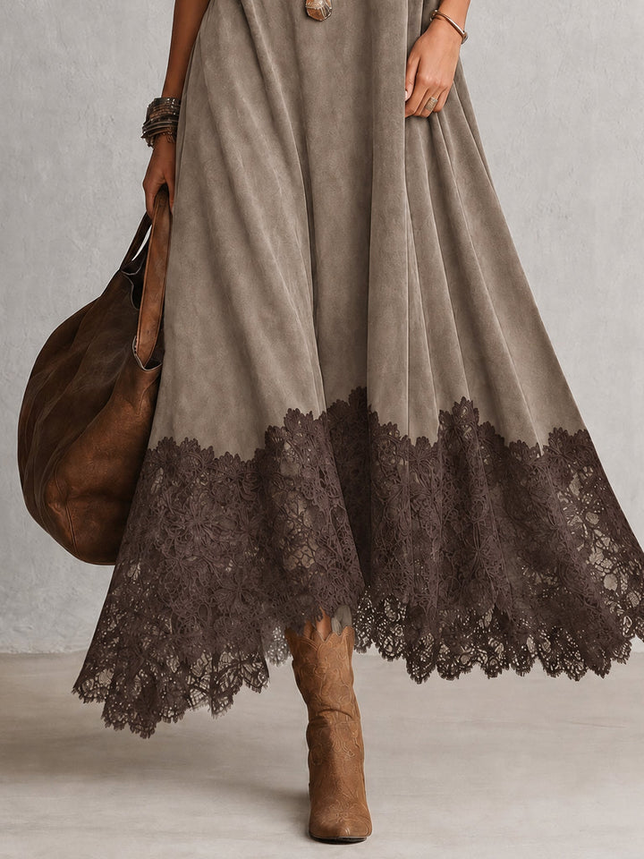 Vintage Suede Maxi Dress