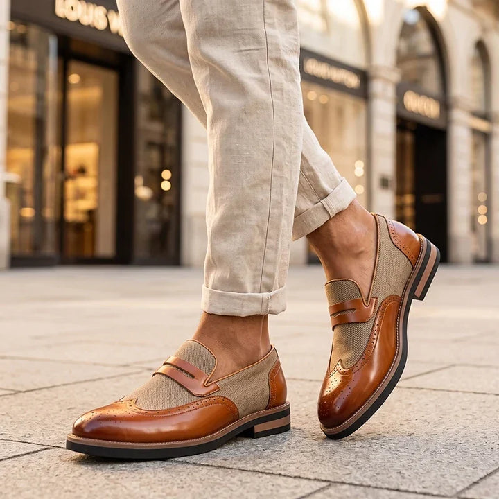 Leather Woven Brogue Loafers
