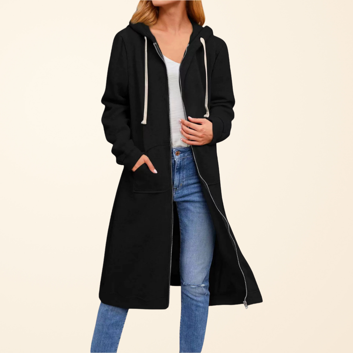 Relaxed Zip-Up Longline Cardigan