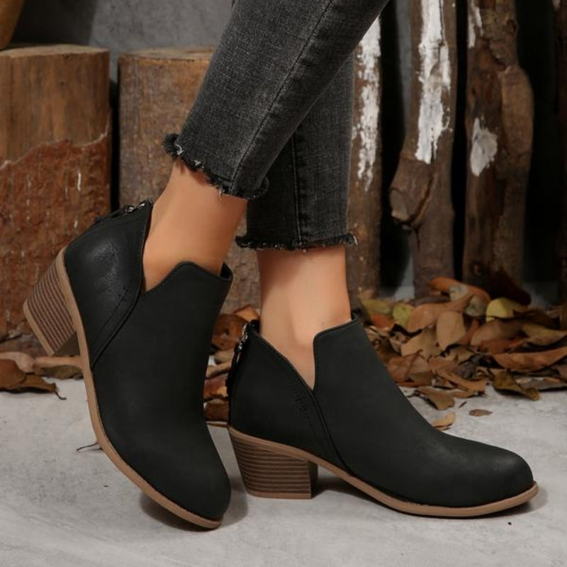 Textured Fringe Ankle Boots