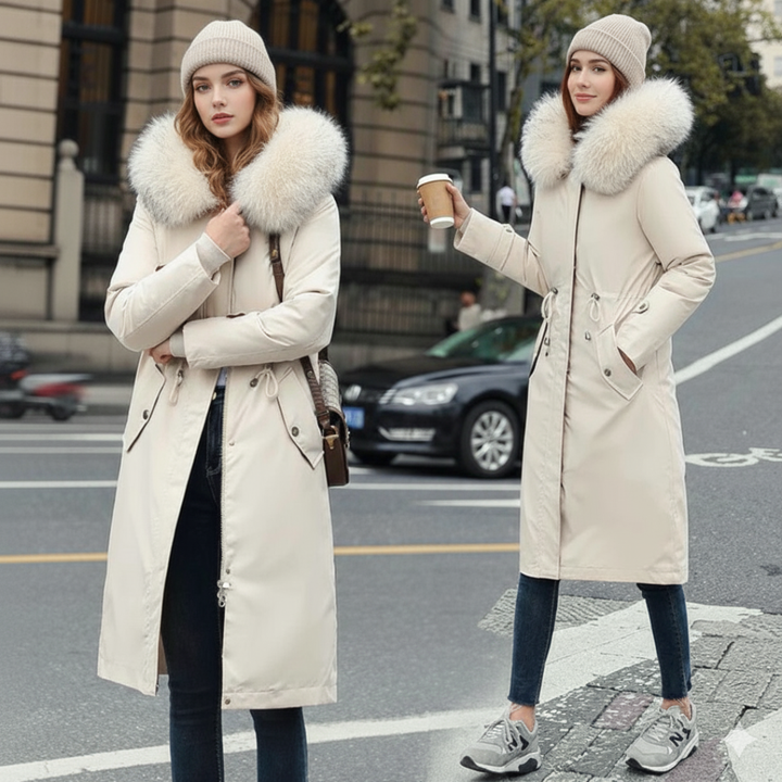 Women's Winter Jacket with Hood and Soft Fur Collar