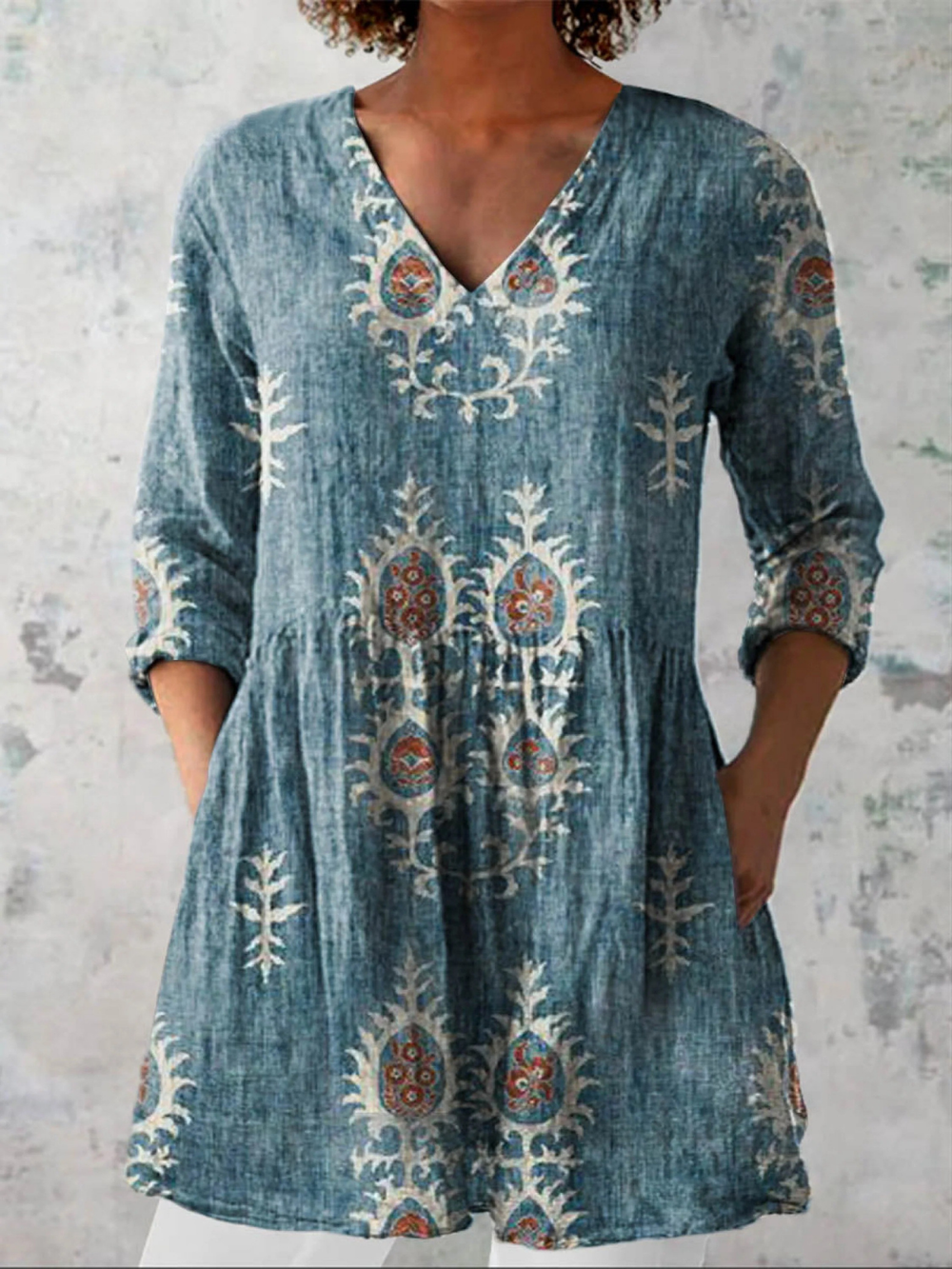 Long Blouse with V-Neck Annie