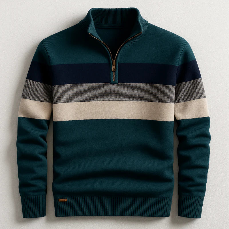 Striped Quarter-Zip Sweater