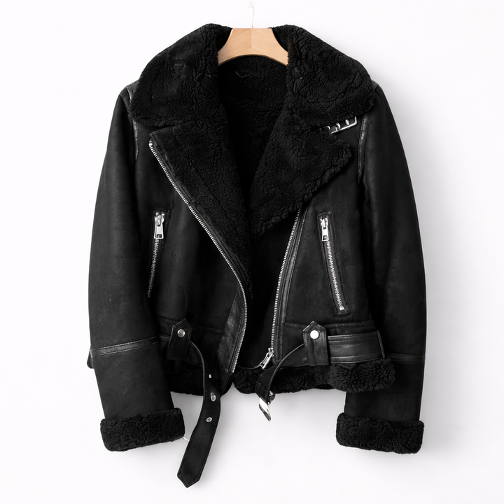 Shearling Suede Aviator Jacket