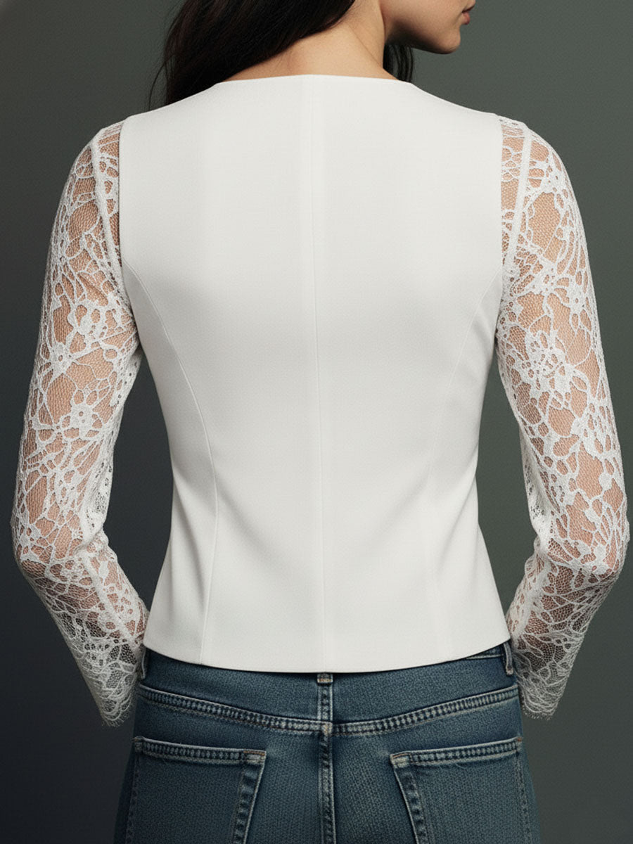 Black Lace Sleeve Blazer