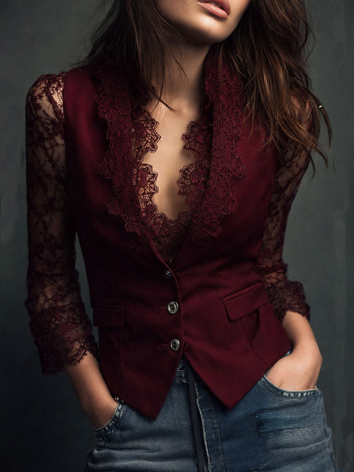Black Lace Sleeve Blazer