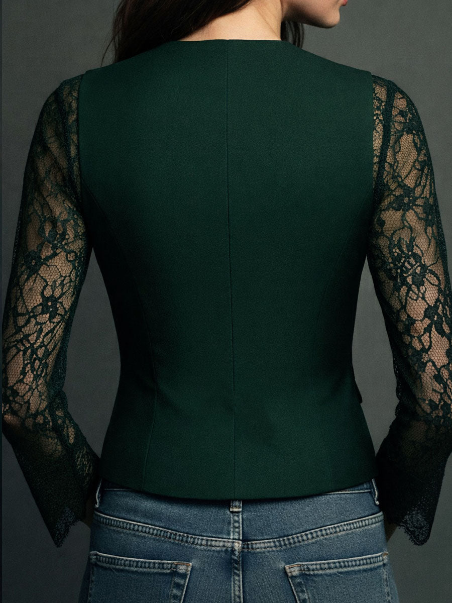 Black Lace Sleeve Blazer