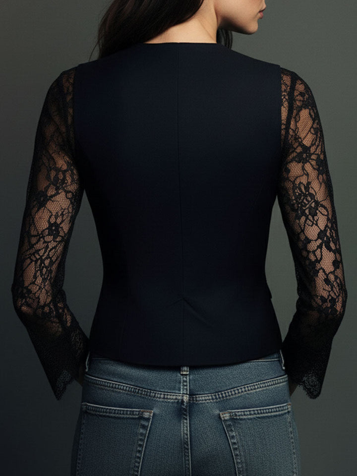 Black Lace Sleeve Blazer