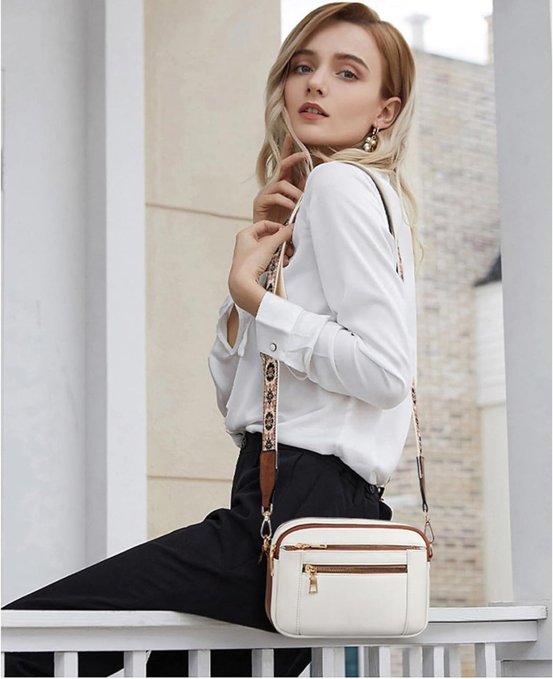 Refined Leather Shoulder Bag with Compartments