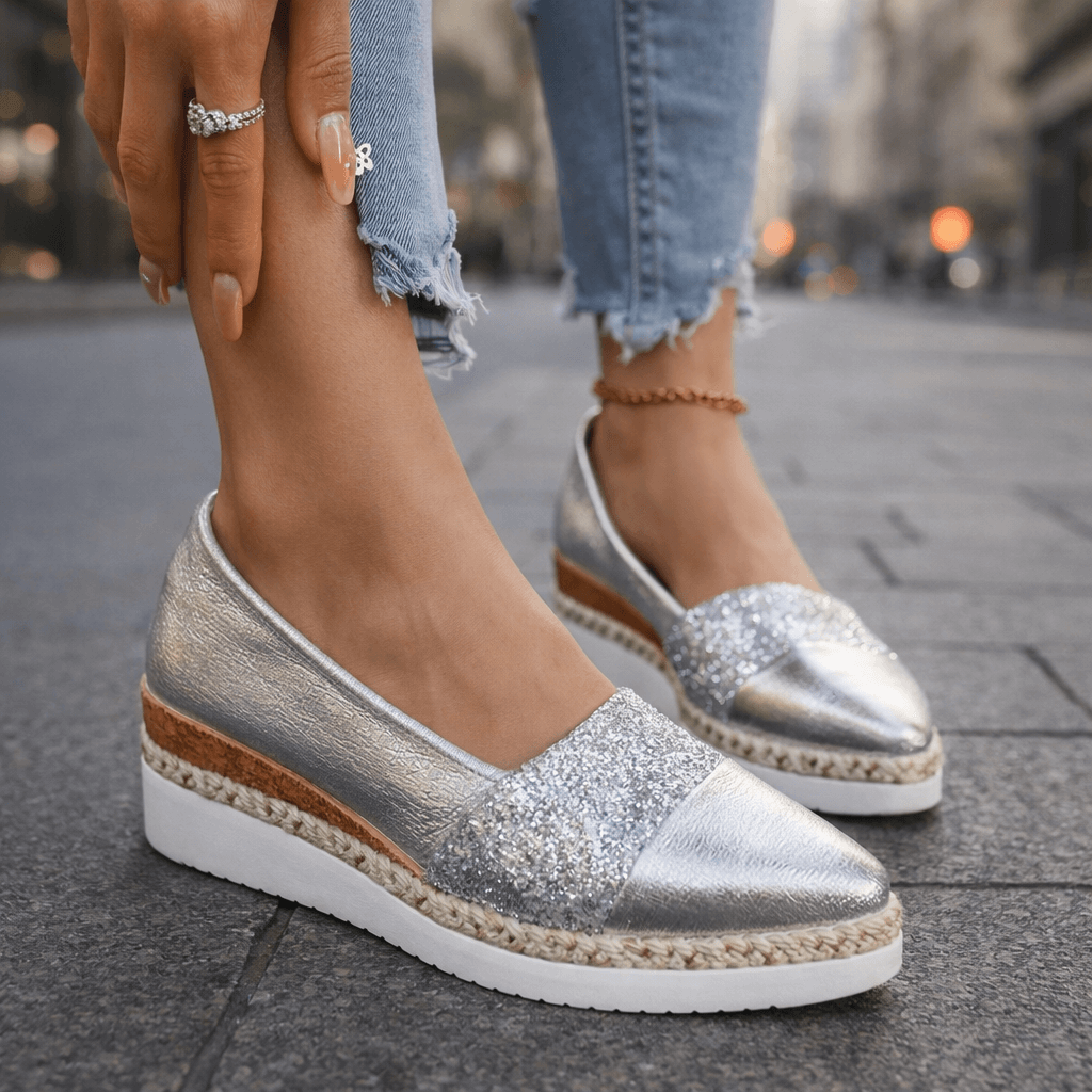 Glitter Wedge Slip-On Sneakers