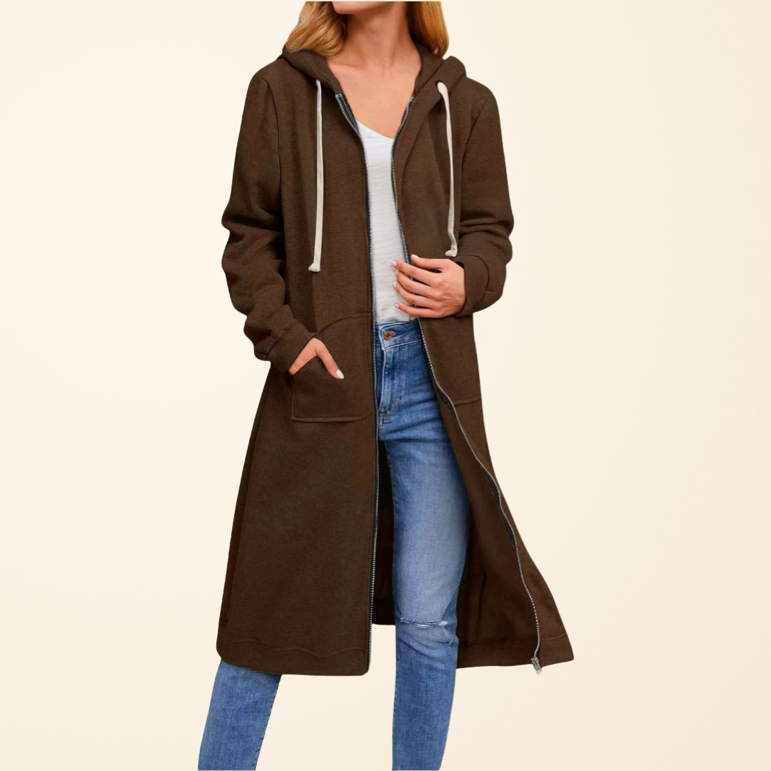 Relaxed Zip-Up Longline Cardigan