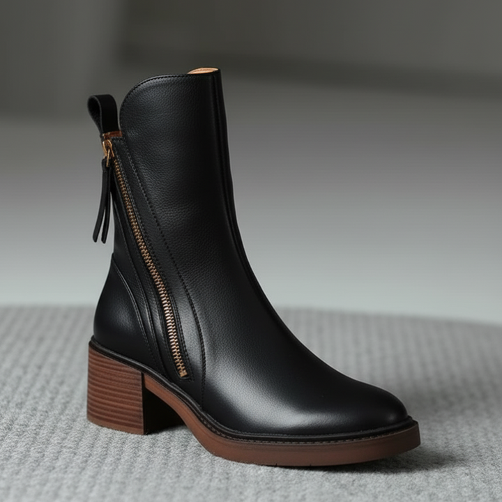 Leather Boots with Block Heels