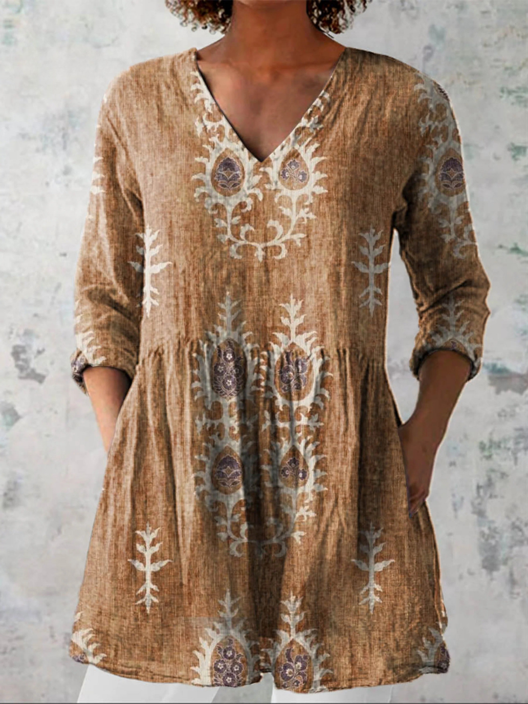 Long Blouse with V-Neck Annie