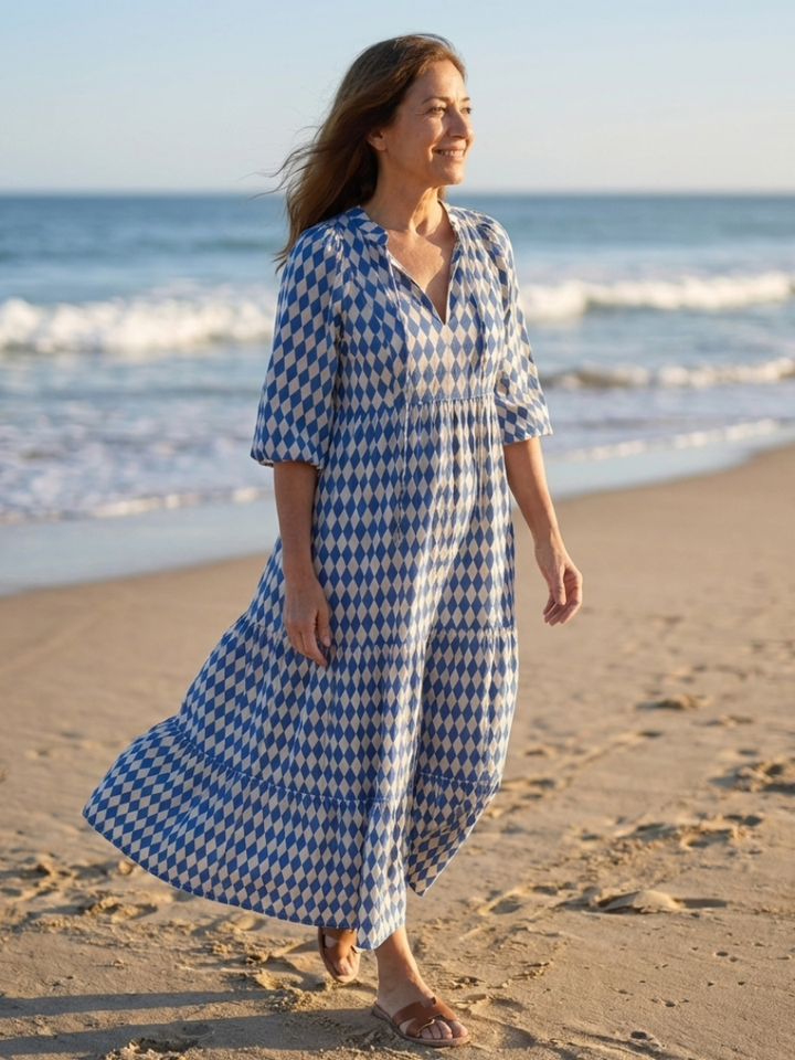 Diamond Print Midi Dress